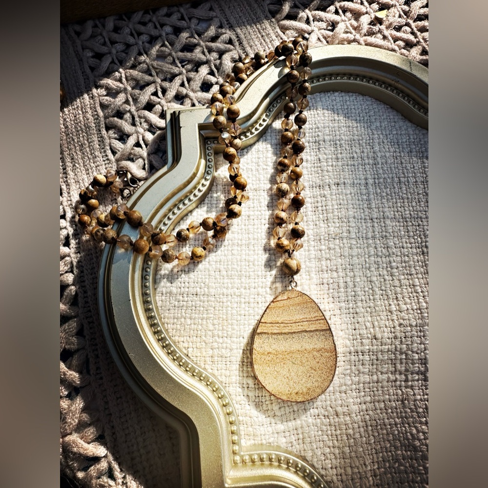 Mexican Jasper Necklace with smokey crystals